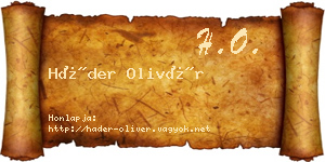 Háder Olivér névjegykártya
